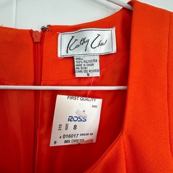 NWT Kathy Che orange fully lined dress with beautiful front pleating size 8 - Picture 8 of 12